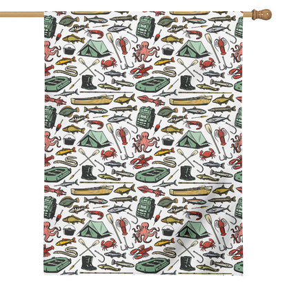Fishing Equipment Pattern Print House Flag
