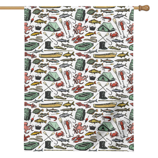 Fishing Equipment Pattern Print House Flag