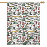 Fishing Equipment Pattern Print House Flag