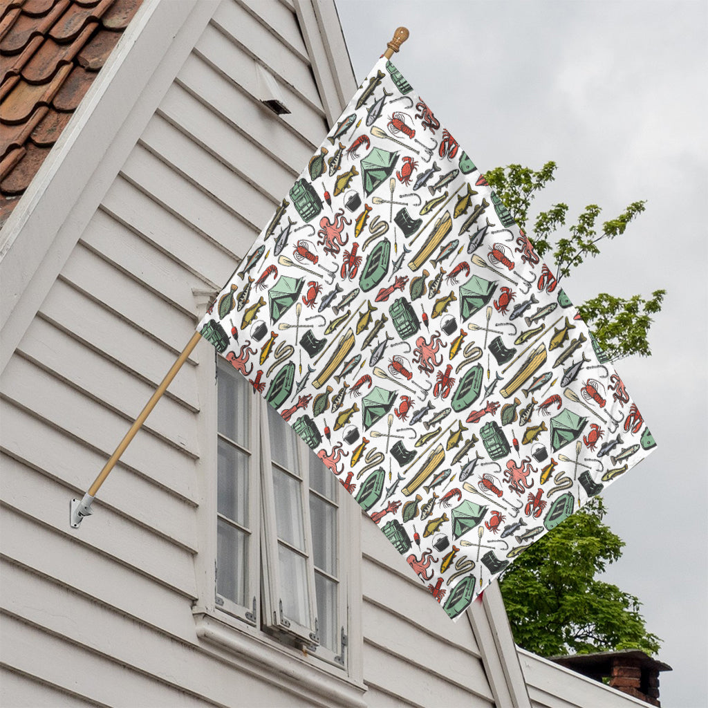 Fishing Equipment Pattern Print House Flag