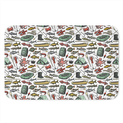 Fishing Equipment Pattern Print Indoor Door Mat