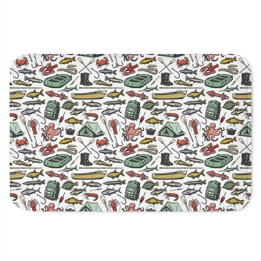 Fishing Equipment Pattern Print Indoor Door Mat