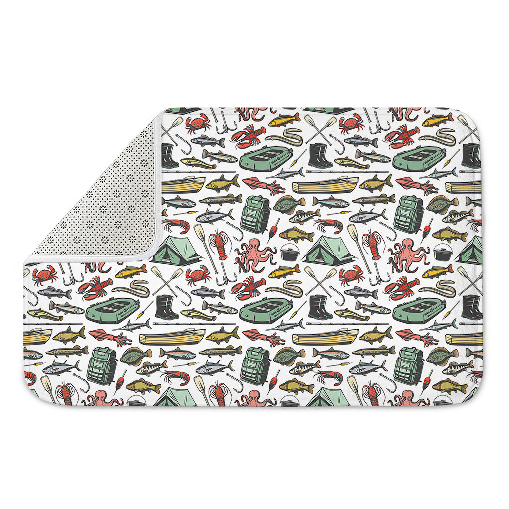 Fishing Equipment Pattern Print Indoor Door Mat
