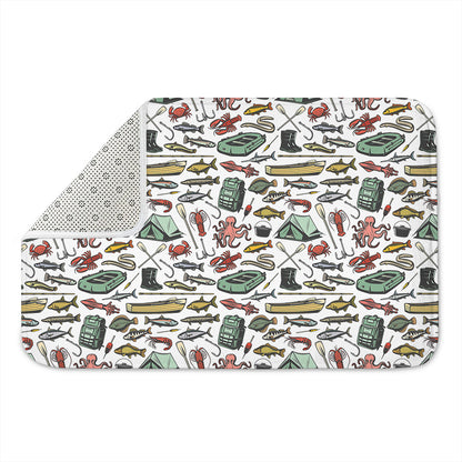 Fishing Equipment Pattern Print Indoor Door Mat