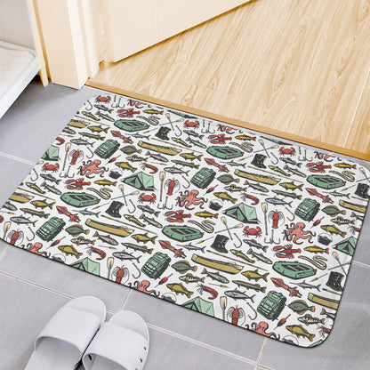 Fishing Equipment Pattern Print Indoor Door Mat