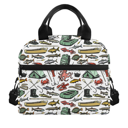 Fishing Equipment Pattern Print Insulated Lunch Bag