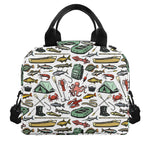 Fishing Equipment Pattern Print Insulated Lunch Bag