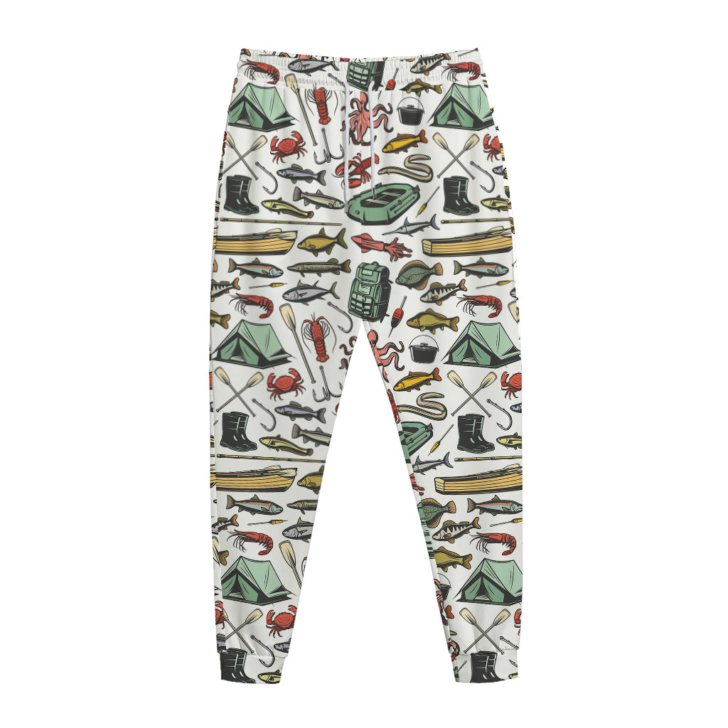 Fishing Equipment Pattern Print Jogger Pants