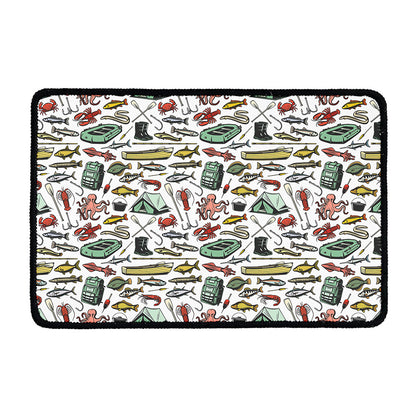 Fishing Equipment Pattern Print Kitchen Mat