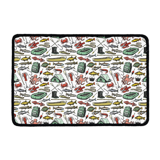 Fishing Equipment Pattern Print Kitchen Mat