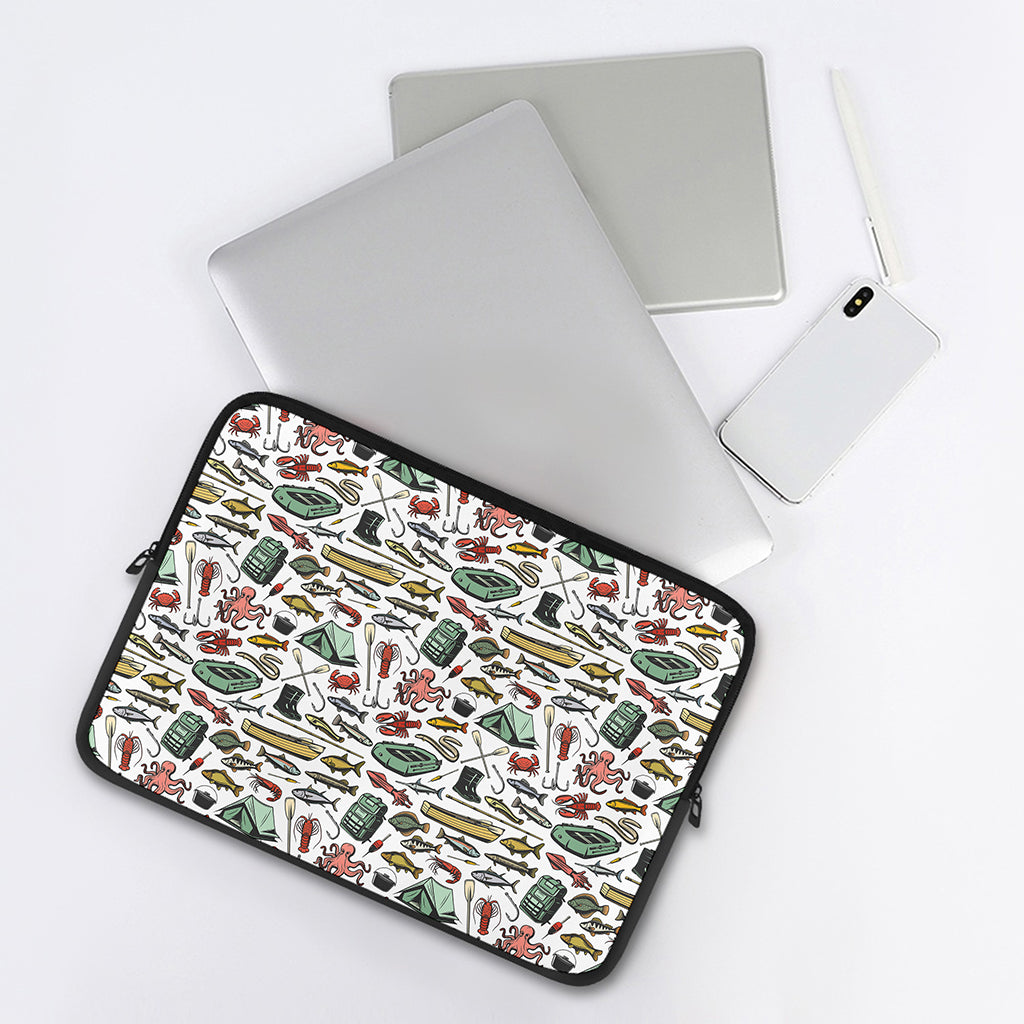 Fishing Equipment Pattern Print Laptop Sleeve