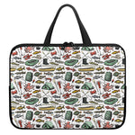 Fishing Equipment Pattern Print Laptop Sleeve With Handle