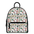 Fishing Equipment Pattern Print Leather Backpack