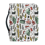 Fishing Equipment Pattern Print Leather Bible Cover