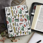 Fishing Equipment Pattern Print Leather Bible Cover