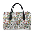 Fishing Equipment Pattern Print Leather Duffel Bag