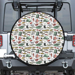 Fishing Equipment Pattern Print Leather Spare Tire Cover