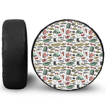 Fishing Equipment Pattern Print Leather Spare Tire Cover