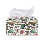 Fishing Equipment Pattern Print Leather Tissue Box Cover