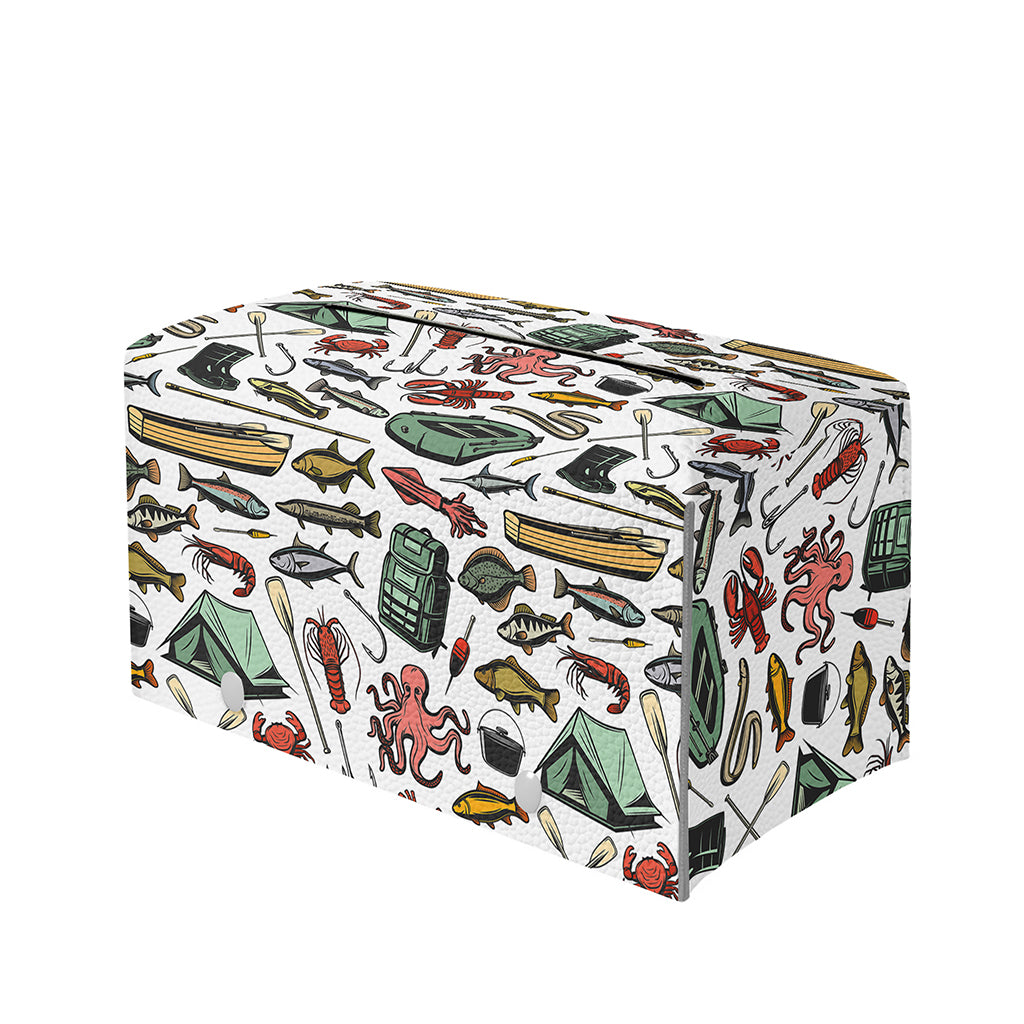 Fishing Equipment Pattern Print Leather Tissue Box Cover