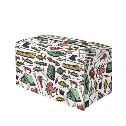 Fishing Equipment Pattern Print Leather Tissue Box Cover