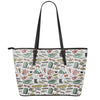 Fishing Equipment Pattern Print Leather Tote Bag