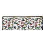 Fishing Equipment Pattern Print Long Kitchen Mat