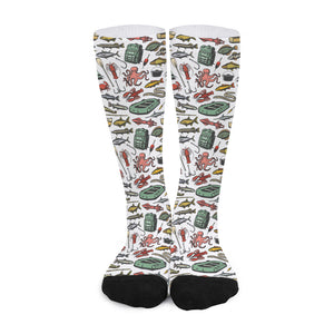 Fishing Equipment Pattern Print Long Socks