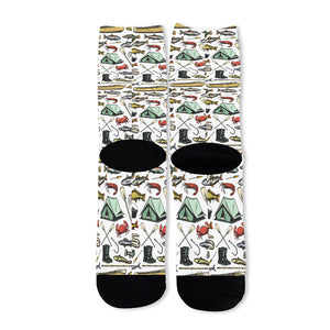 Fishing Equipment Pattern Print Long Socks