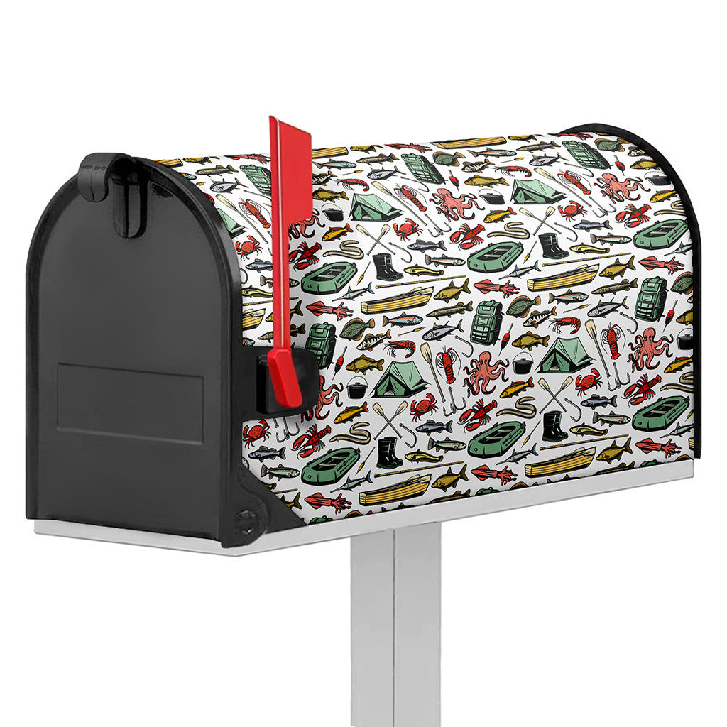 Fishing Equipment Pattern Print Mailbox Cover