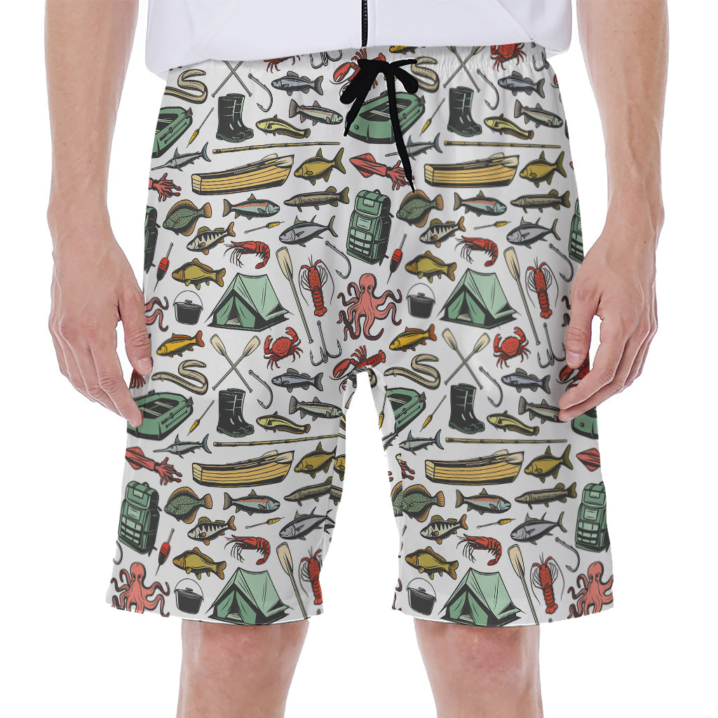 Fishing Equipment Pattern Print Men's Beach Shorts