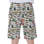 Fishing Equipment Pattern Print Men's Beach Shorts