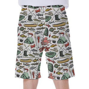 Fishing Equipment Pattern Print Men's Beach Shorts