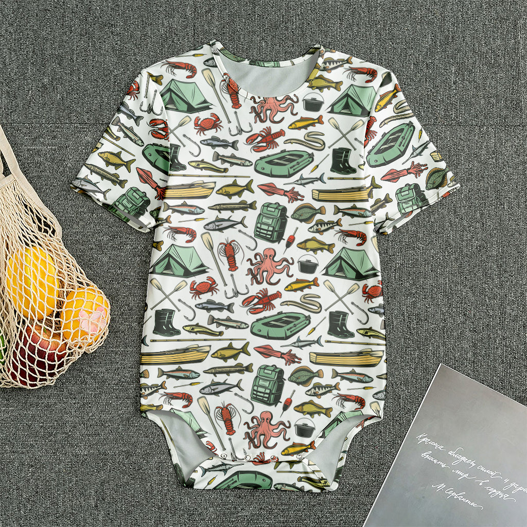 Fishing Equipment Pattern Print Men's Bodysuit