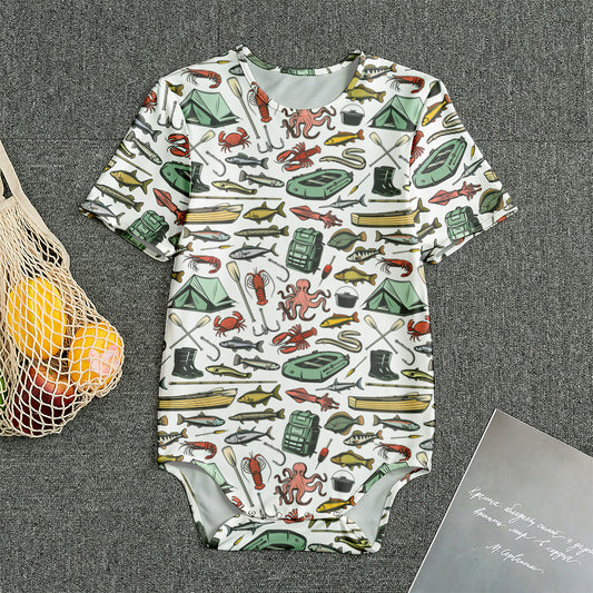 Fishing Equipment Pattern Print Men's Bodysuit