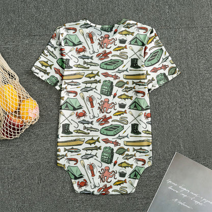 Fishing Equipment Pattern Print Men's Bodysuit