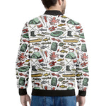 Fishing Equipment Pattern Print Men's Bomber Jacket