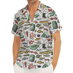 Fishing Equipment Pattern Print Men's Deep V-Neck Shirt