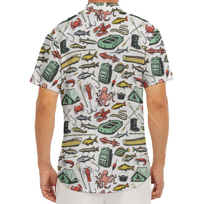 Fishing Equipment Pattern Print Men's Deep V-Neck Shirt