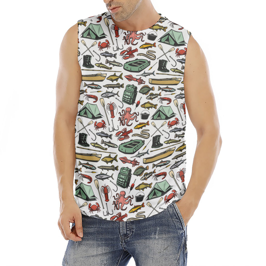 Fishing Equipment Pattern Print Men's Fitness Tank Top