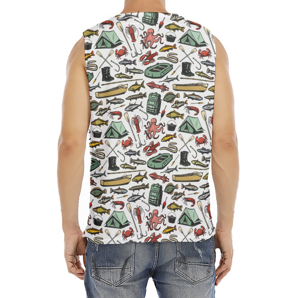Fishing Equipment Pattern Print Men's Fitness Tank Top