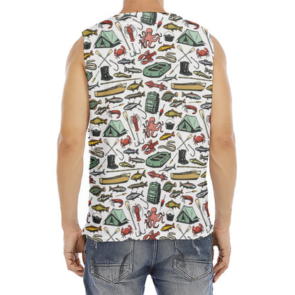 Fishing Equipment Pattern Print Men's Fitness Tank Top