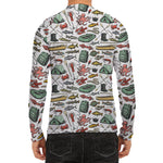 Fishing Equipment Pattern Print Men's Long Sleeve Rash Guard