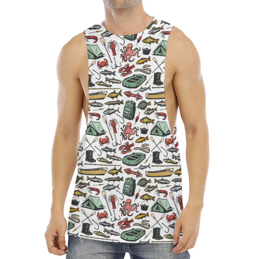 Fishing Equipment Pattern Print Men's Muscle Tank Top