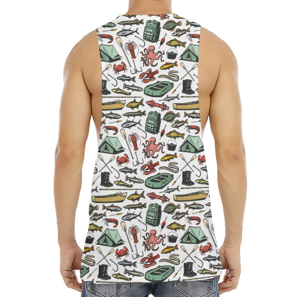 Fishing Equipment Pattern Print Men's Muscle Tank Top