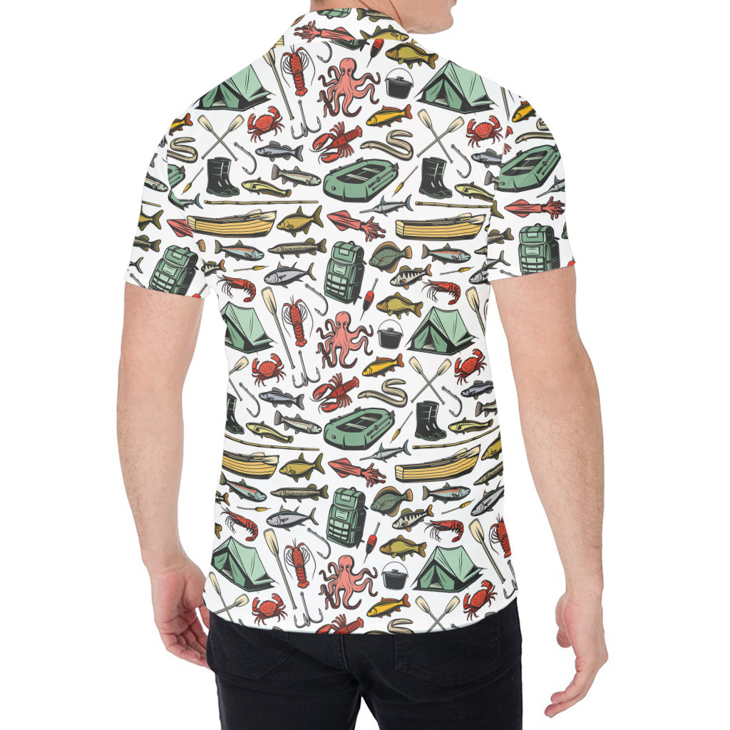 Fishing Equipment Pattern Print Men's Shirt