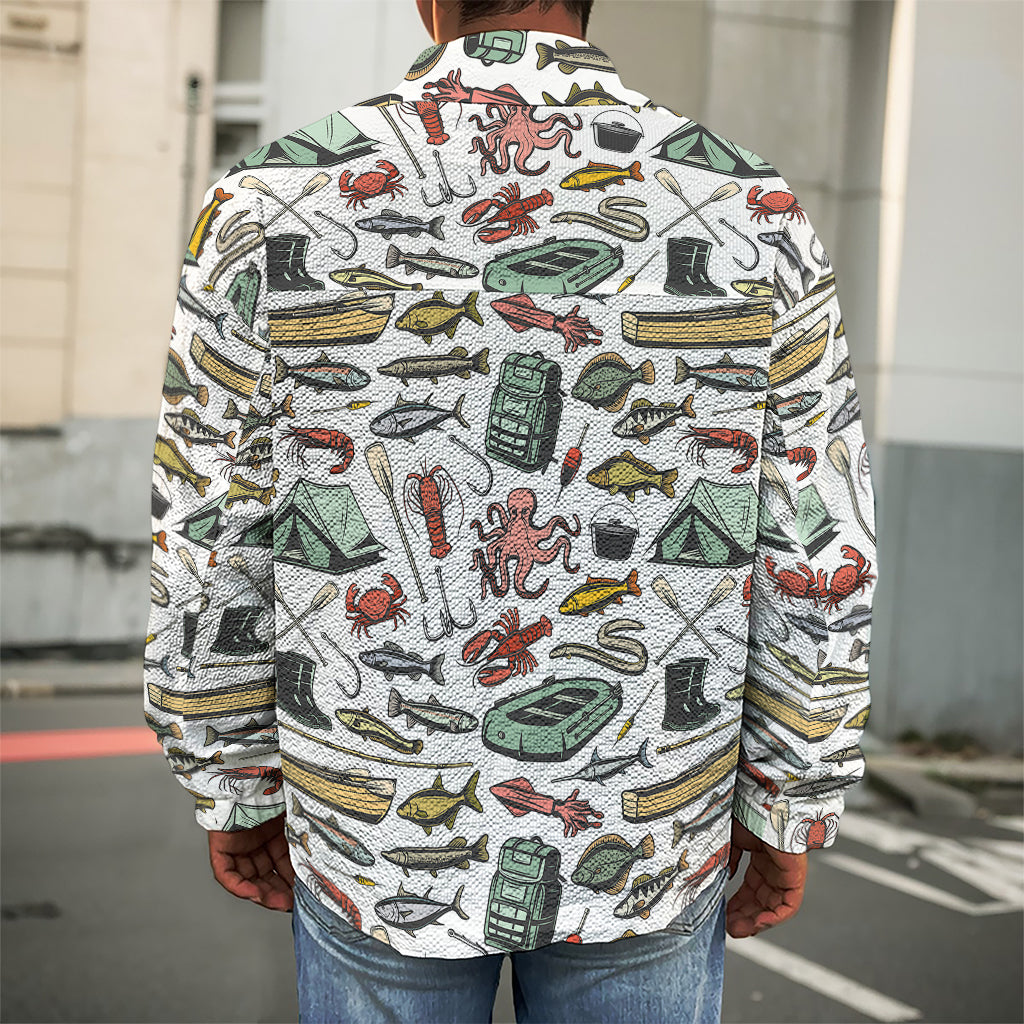 Fishing Equipment Pattern Print Men's Shirt Jacket