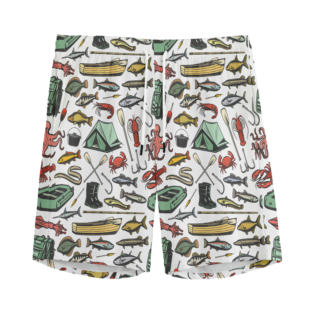 Fishing Equipment Pattern Print Men's Sports Shorts