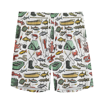 Fishing Equipment Pattern Print Men's Sports Shorts