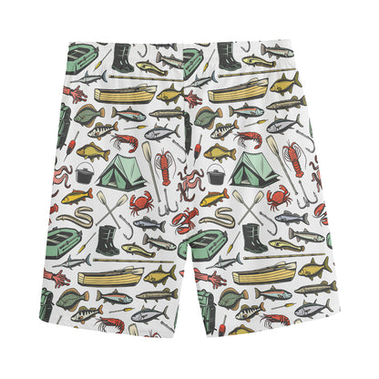 Fishing Equipment Pattern Print Men's Sports Shorts